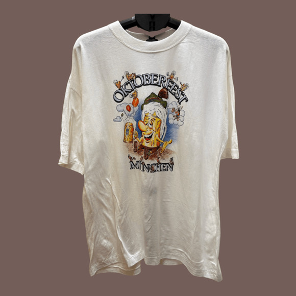 Oktoberfest Graphic T-Shirt | White | Size XXL | Vintage 90s - Picture 1 of 4